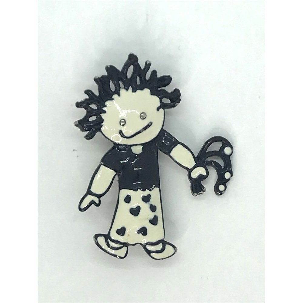 Steinmetz Brooch Pin‎ SFJ Style Doll White and Black Enameled estate
